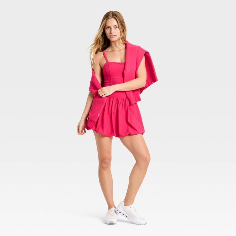 JoyLab Hot Pink Square Neck Skater Romper - Picture 3 of 4